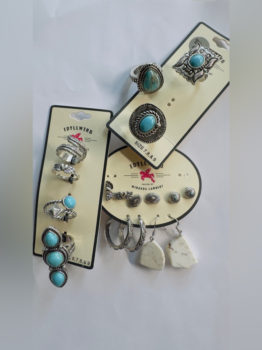 Idyllwind Turquoise and White Stone Ring & Earring Set - Silver Accents